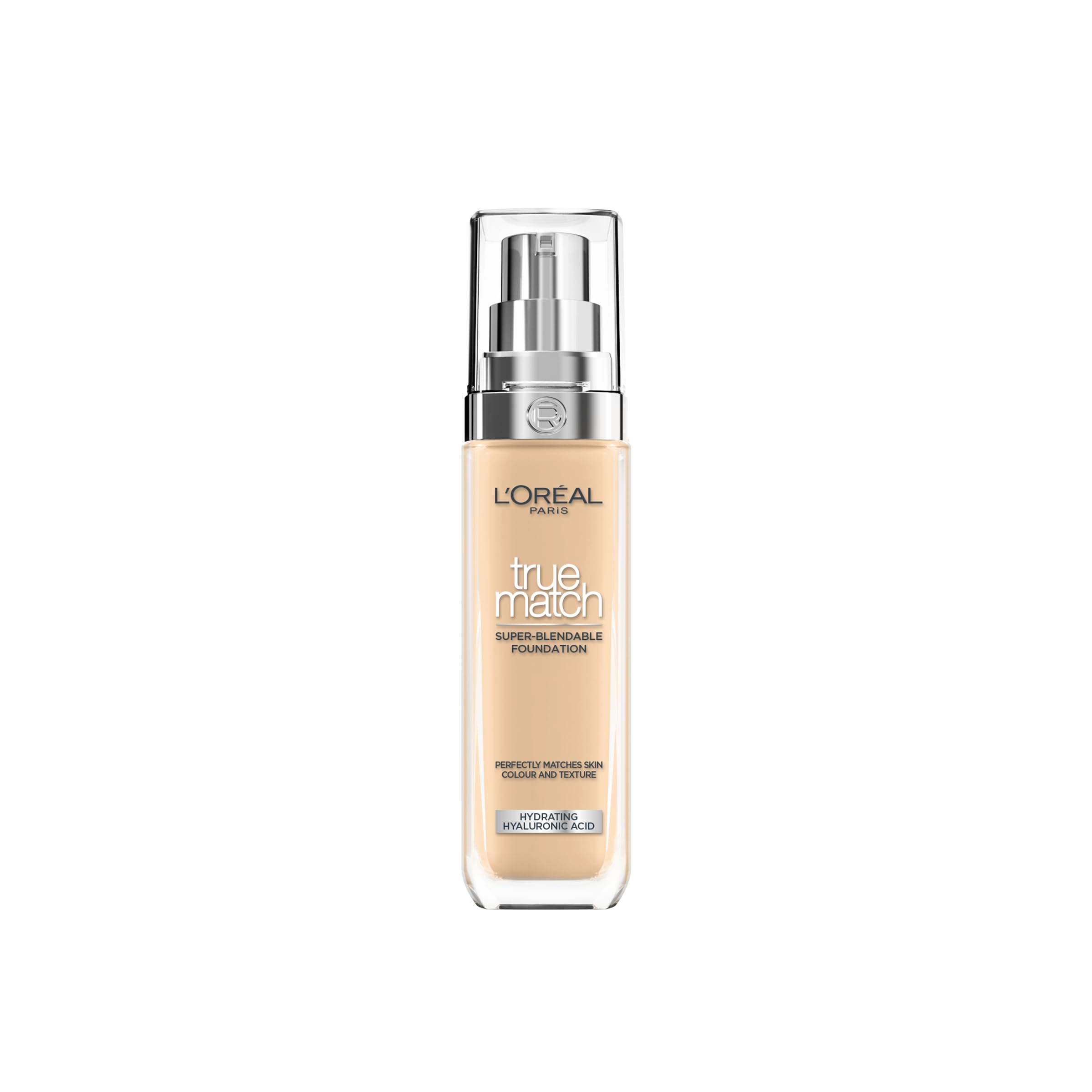 L'Oréal Paris Foundation for Face, Skincare Infused with Hyaluronic Acid, True Match Hydrating Liquid Foundation for All Skin Tones, SPF 16, 1N Ivory, 30 ml Halalzen