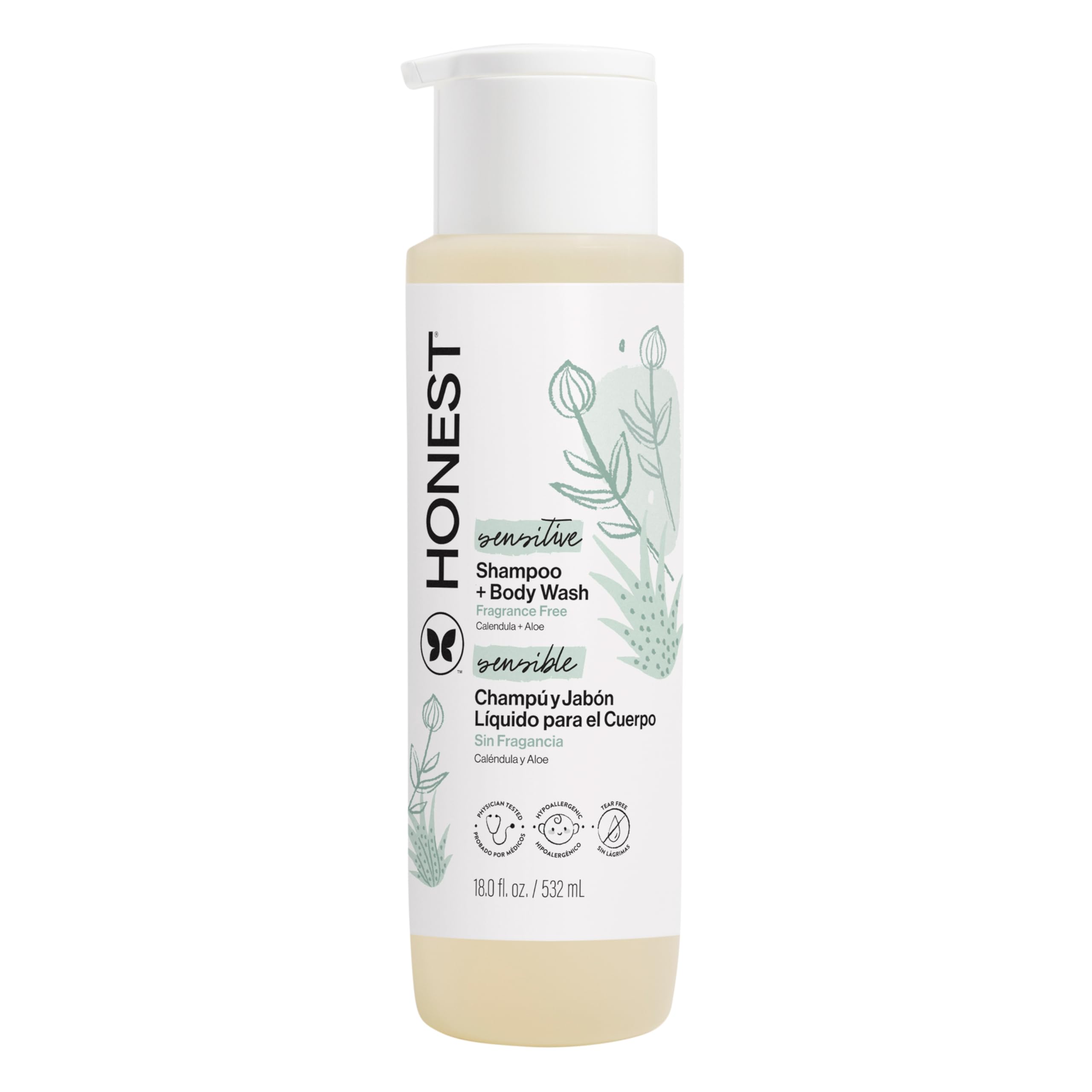 The Honest Company 2-in-1 Cleansing Shampoo Body Wash Gentle for Baby, Naturally Derived, Tear-free, Hypoallergenic, Lavender Calm, 18 fl oz Halalzen
