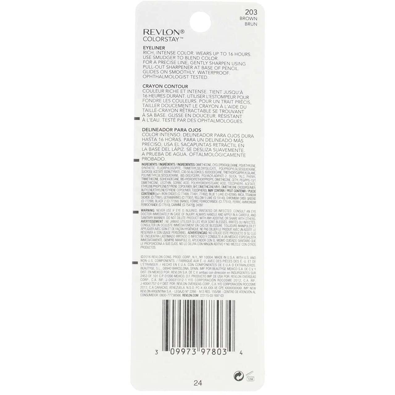 Revlon ColorStay Pencil Waterproof Eyeliner, Smudge-Proof, Eye Makeup with Built-In Sharpener, 201 Black, 2 pack