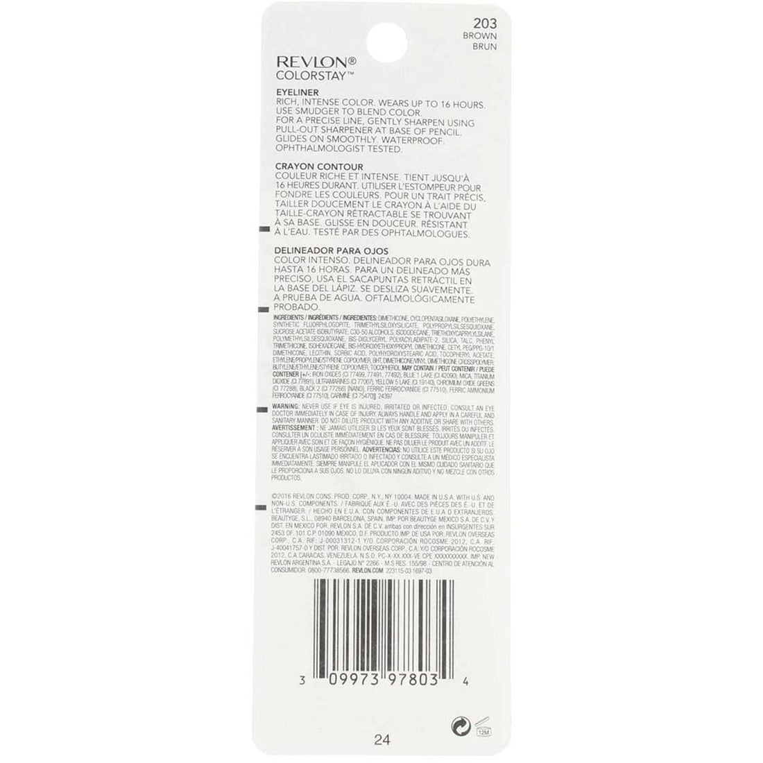 Revlon ColorStay Pencil Waterproof Eyeliner, Smudge-Proof, Eye Makeup with Built-In Sharpener, 201 Black, 2 pack