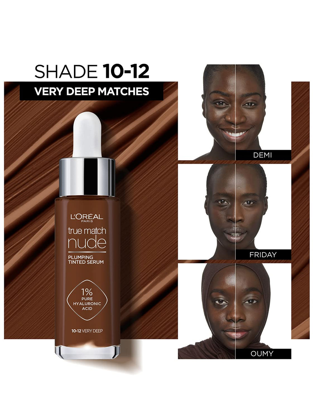L'Oréal Paris Nude Tinted Serum for Face, Plumping and Hydrating Face Makeup, 1 Percent Pure Hyaluronic Acid, Nude Foundation to Cover, Replumps and Hydrates Skin in One Hour, Shade 4-5 Medium Halalzen