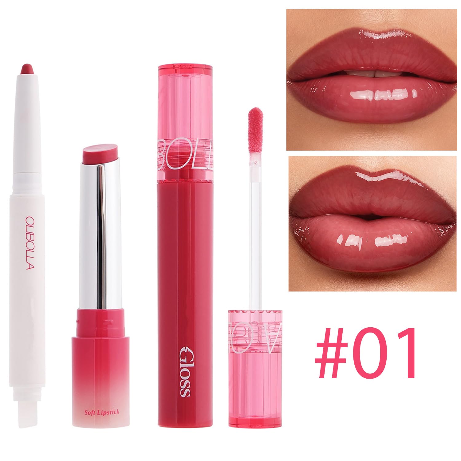 3PCS Matte Liquid Lipstick Lip Gloss & Liner Set - All-IN-One Lip Kit, Velvety Nude Color, Waterproof Make Up Set (# 03) Halalzen