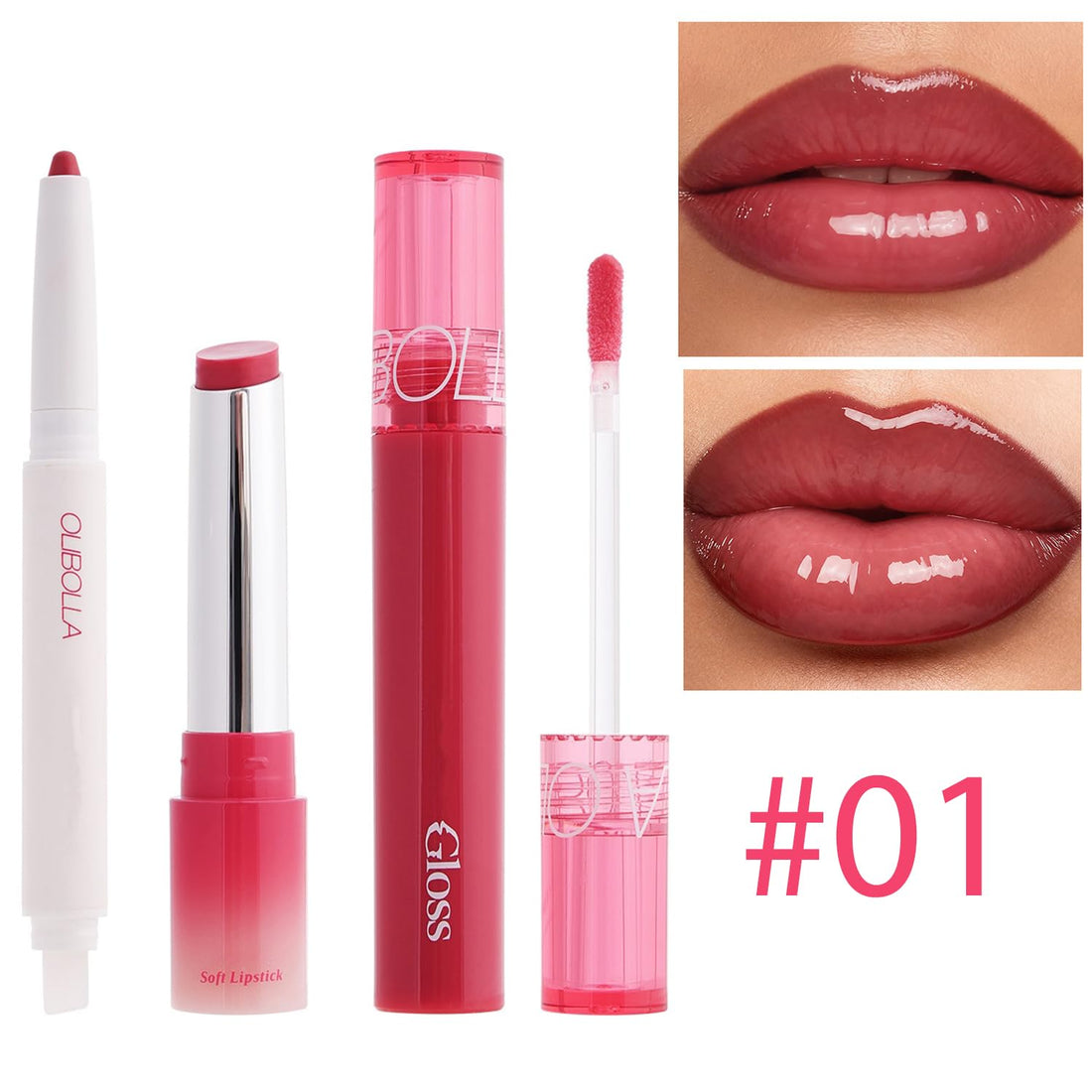 3PCS Matte Liquid Lipstick Lip Gloss & Liner Set - All-IN-One Lip Kit, Velvety Nude Color, Waterproof Make Up Set (# 03) Halalzen