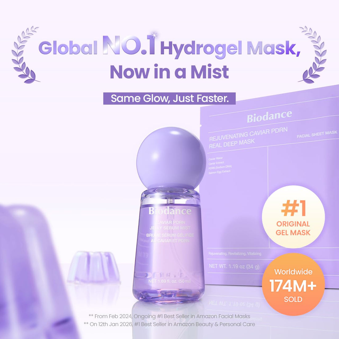BIODANCE Collagen Peptides Jelly Serum Mist, Hydrating Face Mist, Plumping, Anti-Aging Face Spray, Sprayable Hydrogel, Travel Essentials & Self Care Gifts for Women, Korean Skin Care | 1.69 fl.oz Halalzen