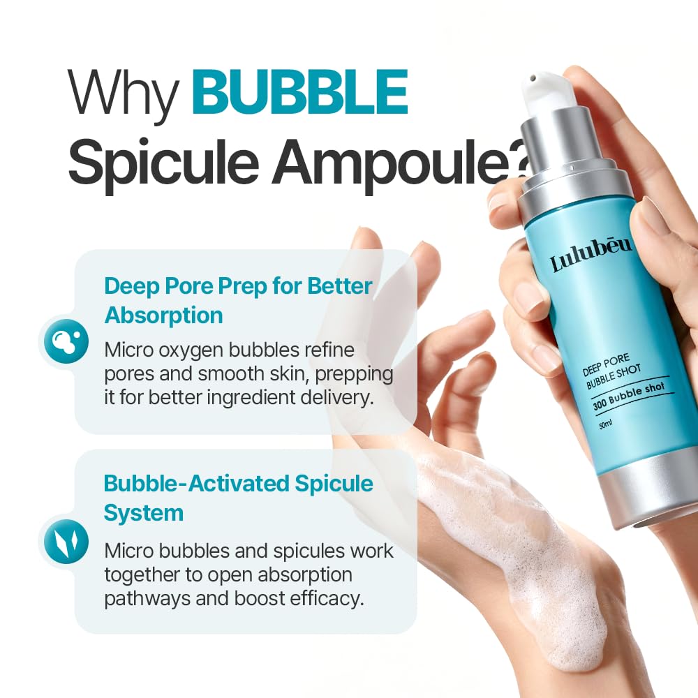 Deep Pore Bubble Shot Ampoule, K-Beauty Deep Pore Prep Serum with Crystal Spicule, PDRN & Azulene, 300-Shot Spicule System for Smoother, Clear-Looking Skin Halalzen