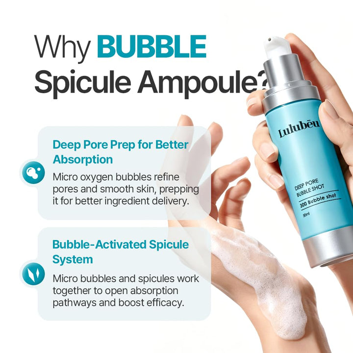 Deep Pore Bubble Shot Ampoule, K-Beauty Deep Pore Prep Serum with Crystal Spicule, PDRN & Azulene, 300-Shot Spicule System for Smoother, Clear-Looking Skin Halalzen