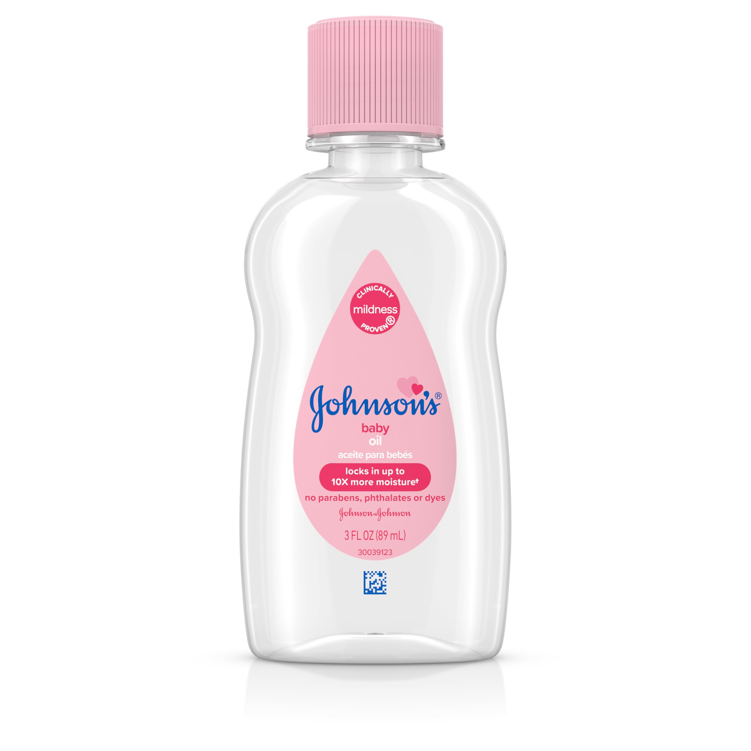 Johnson's Baby Oil, Pure Mineral Oil to Prevent Moisture Loss for Newborn, Kids, & Adults, Gentle, Soothing Baby Massage Oil, Dry Skin Relief, Hypoallergenic, Original Scent, Baby Essentials, 3 fl. oz Halalzen