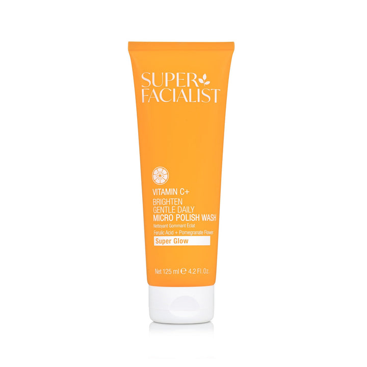 Super Facialist Vitamin C Gentle Daily Micro Polish Face Wash - Exfoliating Cleanser for Sensitive Skin, Removes Impurities, Biodegradable Beads, Vegan Friendly 125ml Halalzen