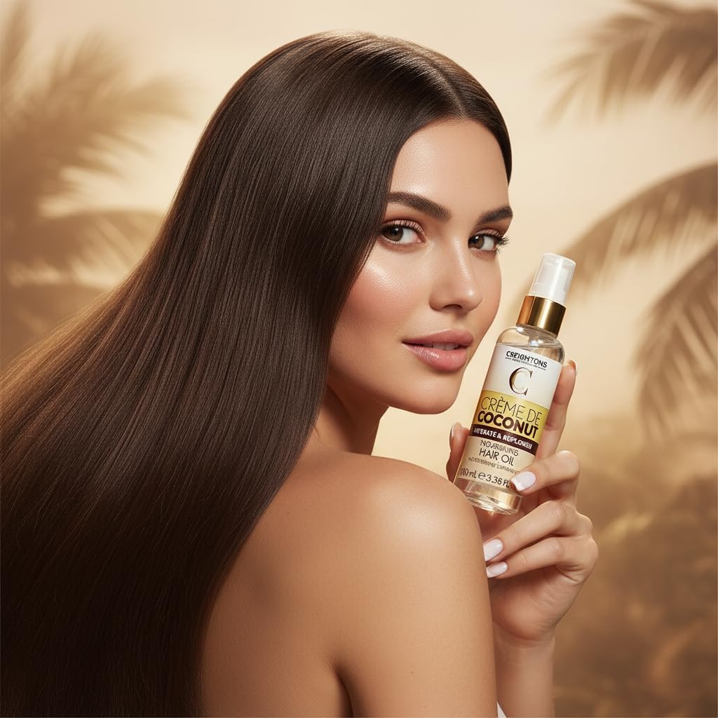 Creightons Crème De Coconut Hair Oil 100ml - Coconut Milk & Keratin Hair Treatment Oil for Dry Damaged Hair,Hydrating, Strengthening & Frizz Control for Smooth Shiny Finish