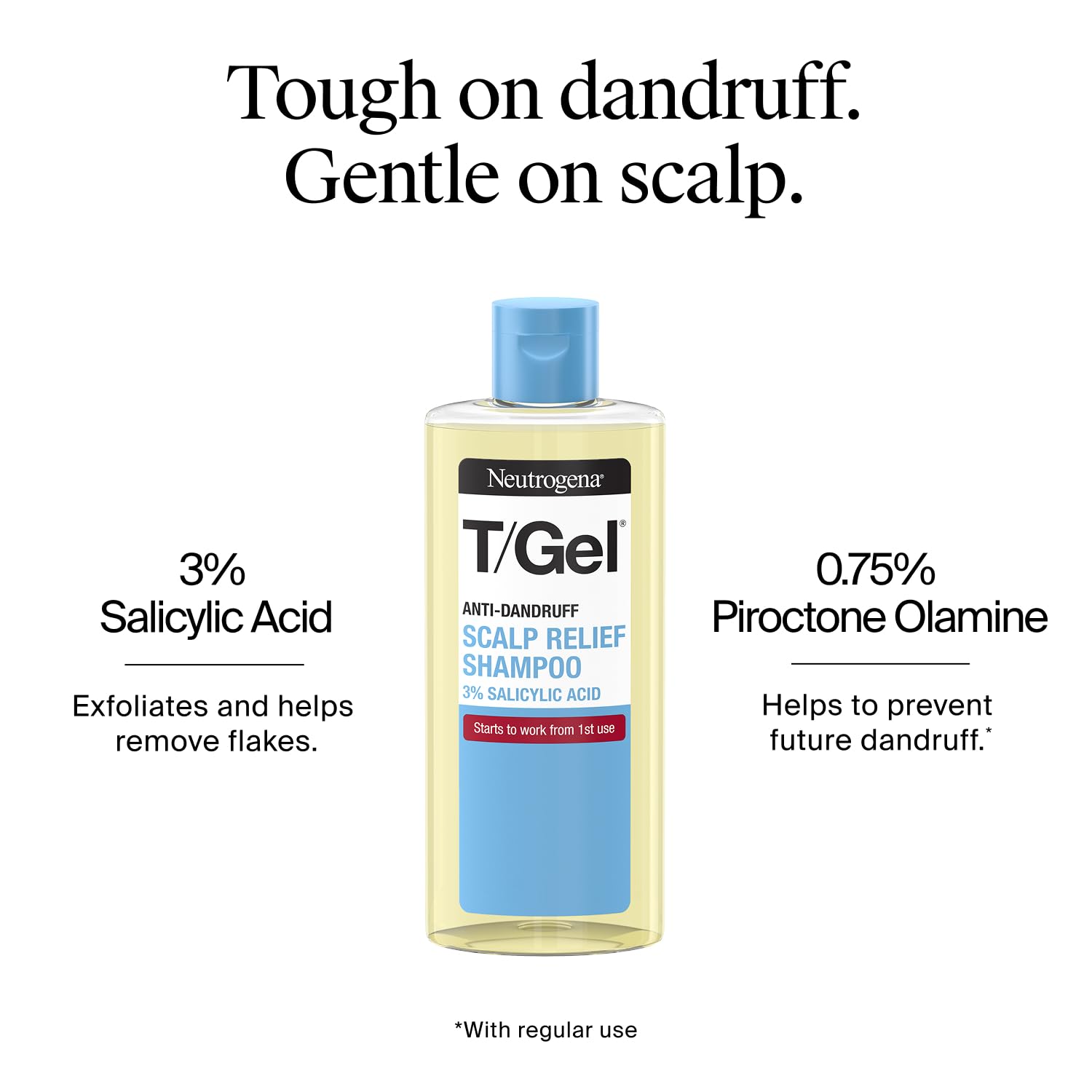 Neutrogena T/Gel® Scalp Relief Anti-Dandruff Shampoo (1x250ml) With 3% Salicylic Acid, Clinically Proven Formula Fights Dandruff from First Wash (Pack of 2) Halalzen