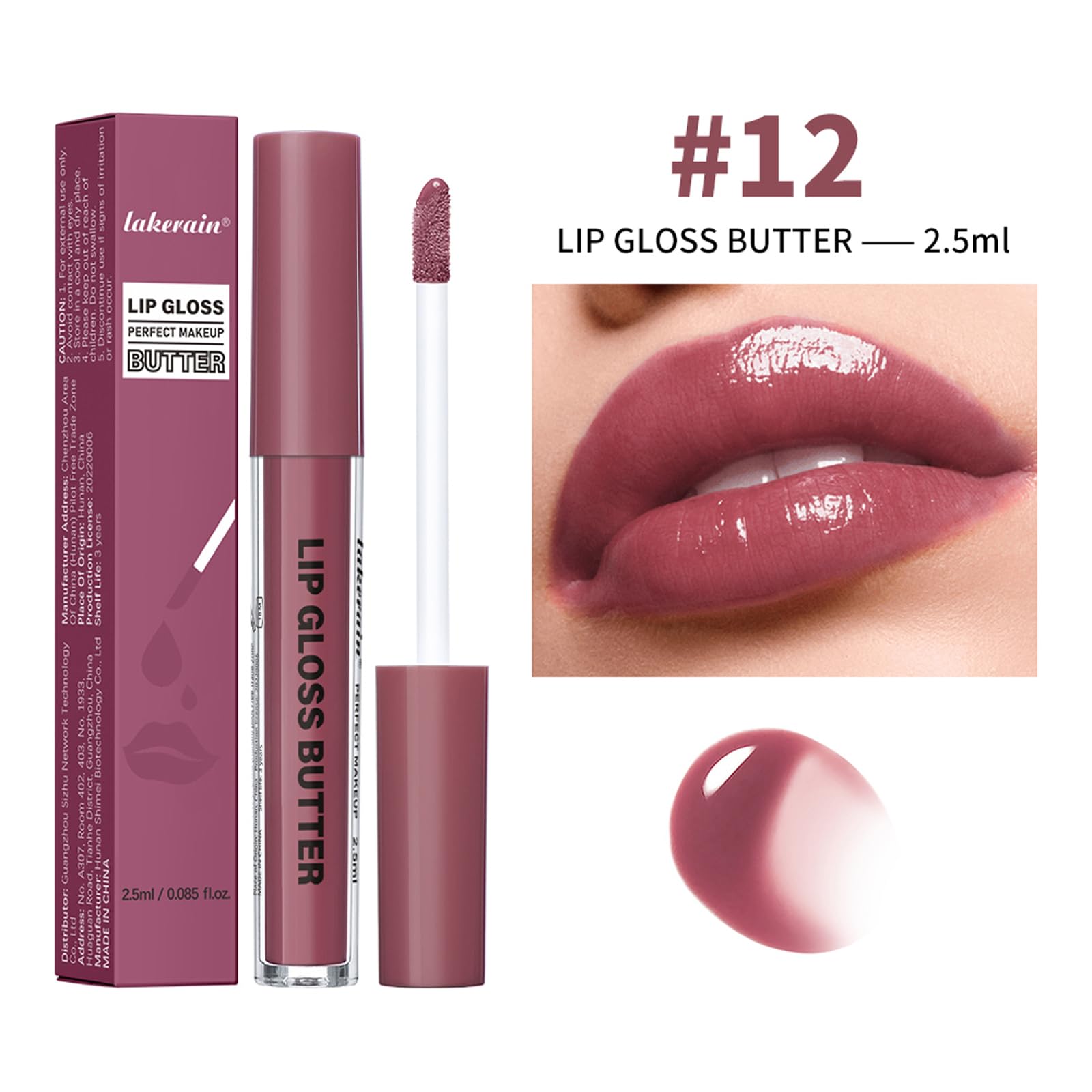 Lip Gloss and Lip Liner Set, Tinted Lip Gloss with Lip Pencil, Waterproof Long Lasting Glossy Lip Combo, Nude Lip Makeup Kit for Women (#V02+104) Halalzen