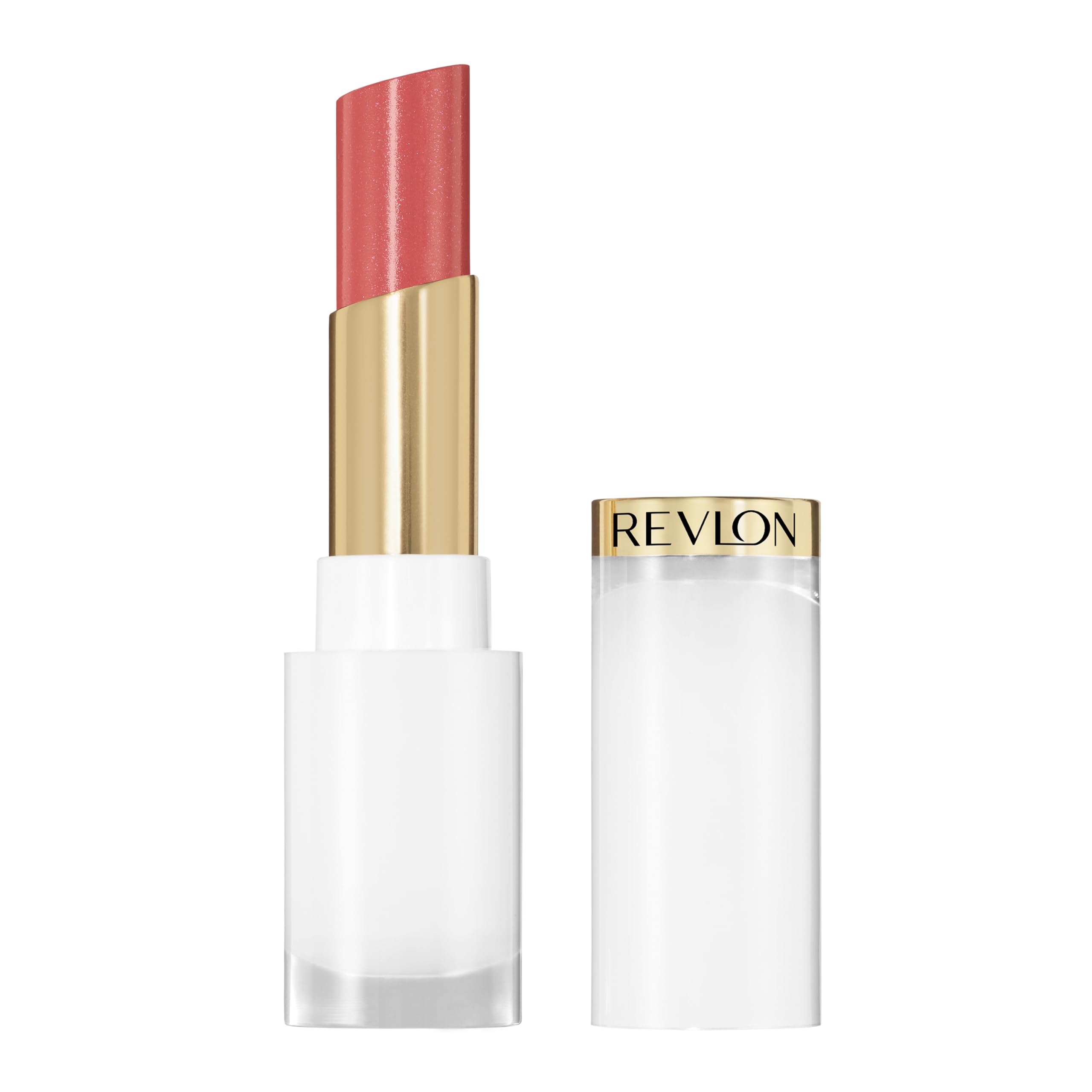 REVLON Super Lustrous Glass Shine Balm, Hydrating Tinted Lip Balm with Hyaluronic Acid, Aloe & Rose Quartz, 008 Rum Raisin, 0.11 oz