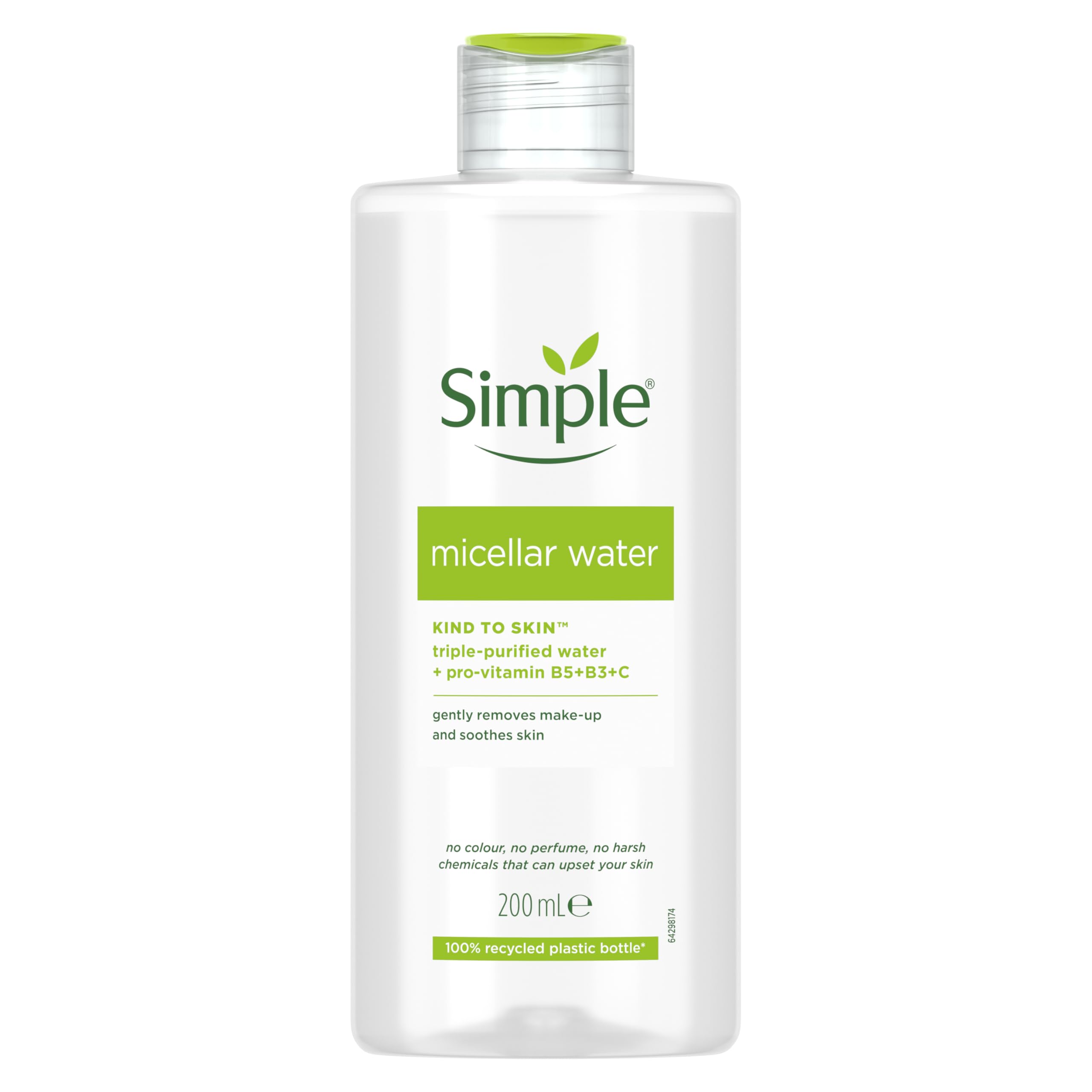 Simple Kind to Skin Cleansing Water Micellar 90% hydration boost facial cleanser and makeup remover, 200ml Halalzen