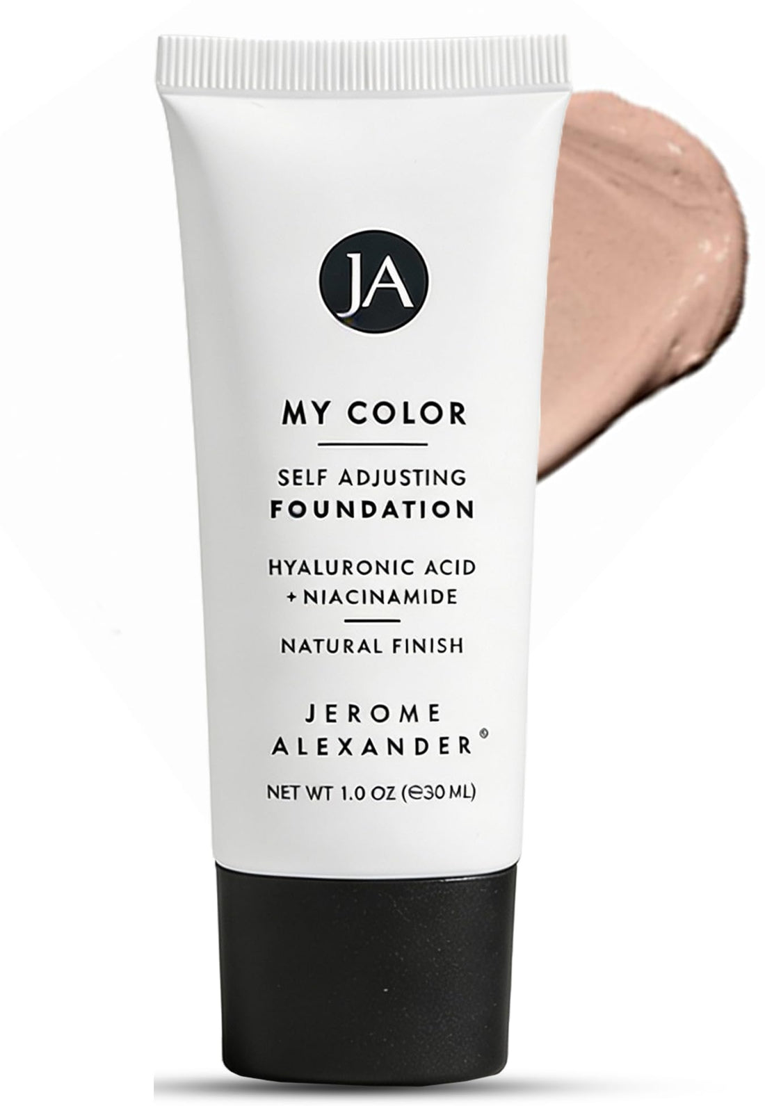 Jerome Alexander My Color Self-Adjusting Foundation, Hydrating & Lightweight Face Makeup, Skincare-Infused, with Kabuki Brush, Medium, 1 oz