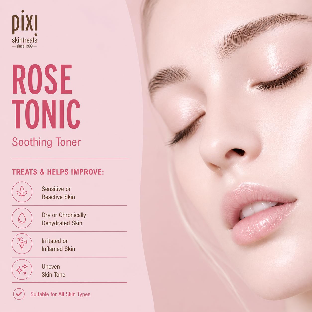Pixi Rose Tonic Rose Hydrosol Toner, Hydrates Skin, Minimize Redness, Rehydrates and Replenishes, 250 Ml 8.5Fl Oz