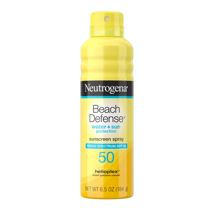 Neutrogena Beach Defense Sunscreen Spray SPF 50, Hawaii Reef Act 104 Compliant, Octinoxate & Oxybenzone Free, Broad Spectrum, Fast Absorbing & Lightweight, Face and Body Sunscreen, 6.5 Oz Halalzen