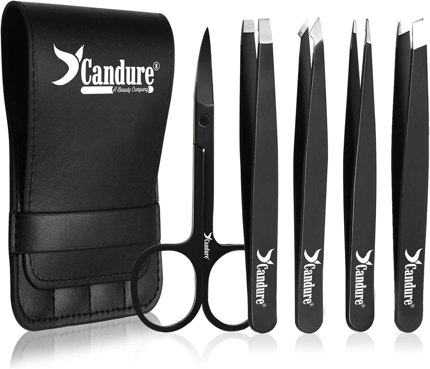 Candure Tweezers for Eyebrows - Professional Stainless Steel Slanted and Pointed Tip Hair Tweezers Set for Ingrown Hair, Blackhead Removal, Eyebrows Plucking Beauty Tool for Women Halalzen