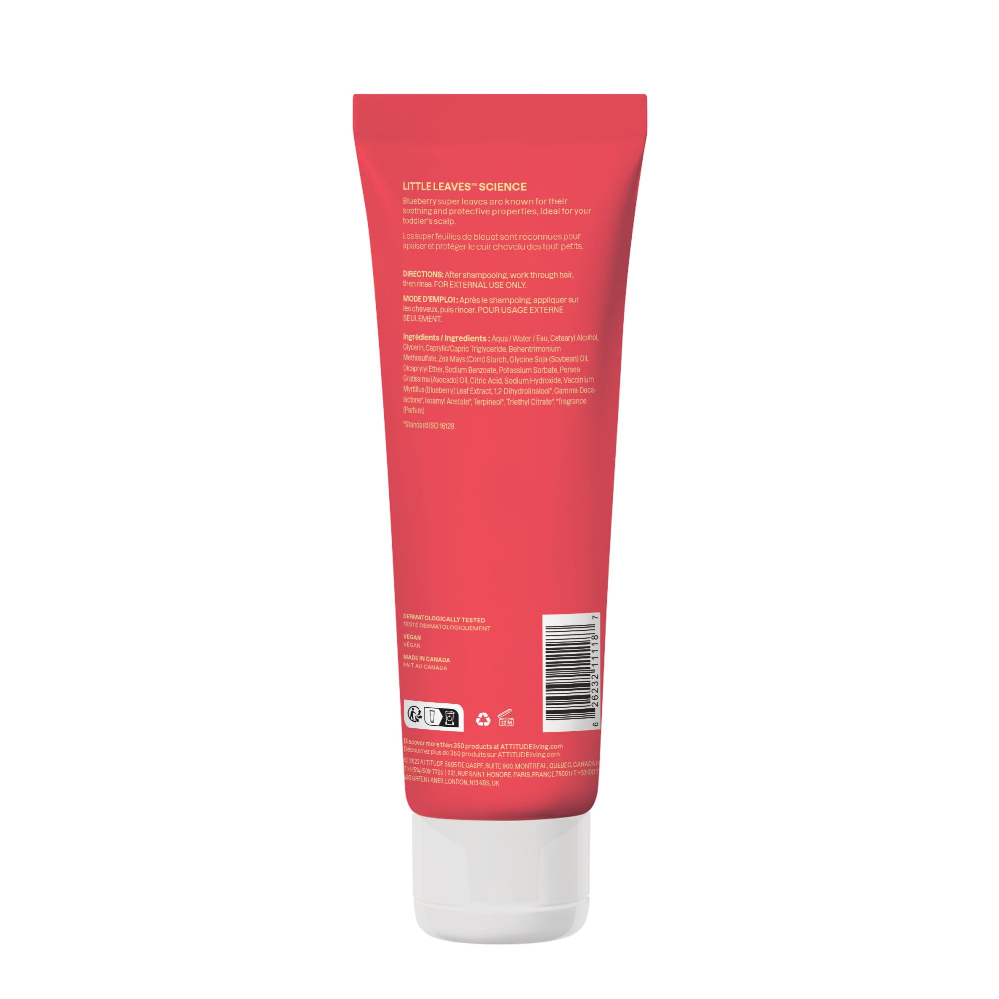 ATTITUDE Natural Conditioner for Kids, Hypoallergenic, Vegan, Plant- and Mineral-Based, Vegan and Cruelty-free, Vanilla and Pear, 8 Fl Oz (11115) Halalzen