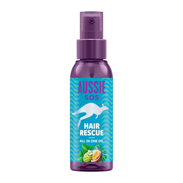 Aussie SOS Hair Rescue All In One Hair Oil 100ml to Detangle and Smoothen Hair While Helping Prevent Split Ends and Keeping Hair Hydrated For 100 Hours. Vegan Formula (Package may vary) Halalzen