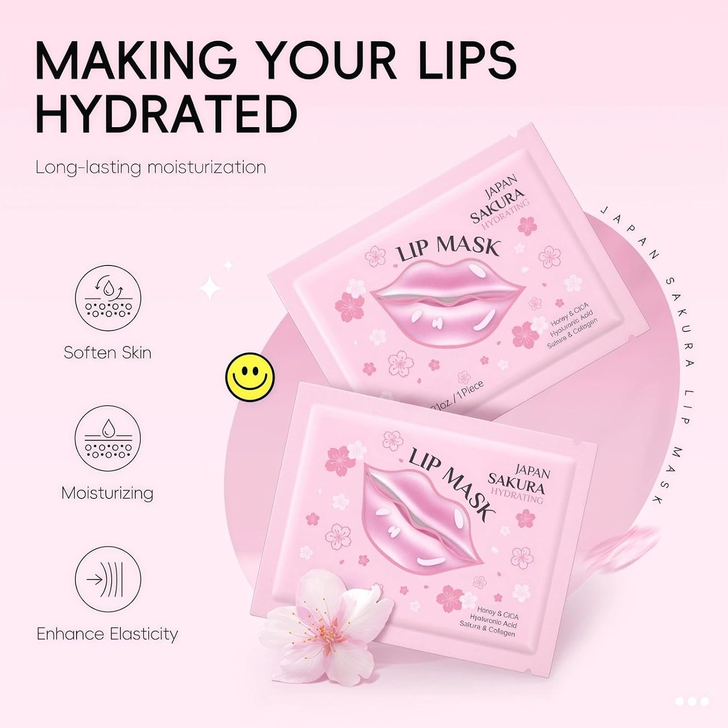 20PCS Sakura Lip Masks, Cherry Blossom Sleeping Lip Mask for Deep Nourishment, Moisturizing & Brightening, Silky Texture, Easy Storage, Lips Care Treatment Halalzen