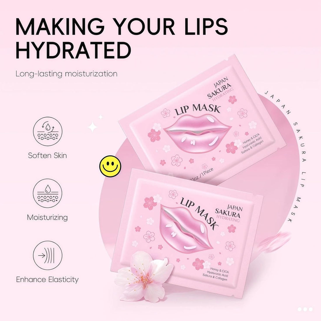 20PCS Sakura Lip Masks, Cherry Blossom Sleeping Lip Mask for Deep Nourishment, Moisturizing & Brightening, Silky Texture, Easy Storage, Lips Care Treatment Halalzen