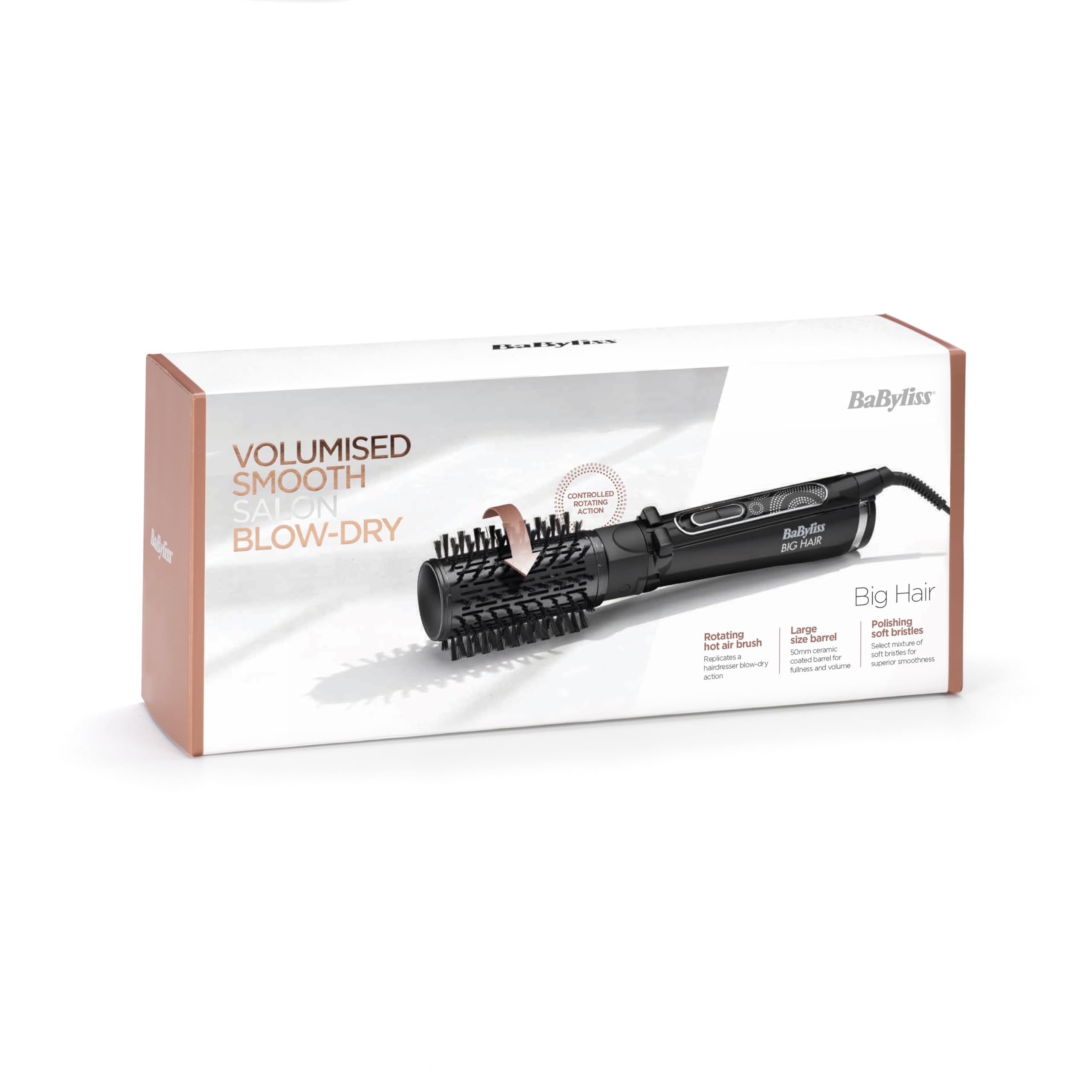 BaByliss Big Hair Rotating Hair Dryer Brush - Dry and Style in One Step, 2 Speeds & Alternating Directions, Ionic Frizz-Control, 50mm Barrel, Black, 2885U Halalzen