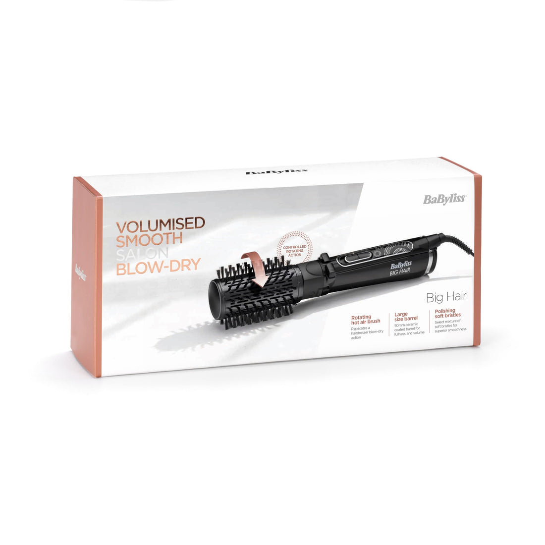 BaByliss Big Hair Rotating Hair Dryer Brush - Dry and Style in One Step, 2 Speeds & Alternating Directions, Ionic Frizz-Control, 50mm Barrel, Black, 2885U Halalzen