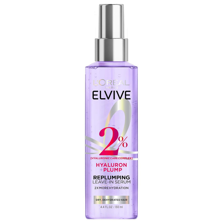 L'Oreal Paris Elvive Hyaluron Plump Moisture Plump Hair Serum for Dehydrated, Dry Hair with Hyaluronic Acid Care Complex, Paraben-Free, 4.4 Fl Oz Halalzen