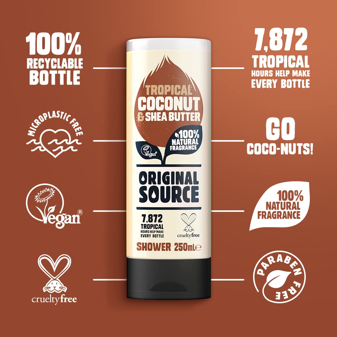 Original Source Coconut & Shea Butter Shower Gel, 6x250ml