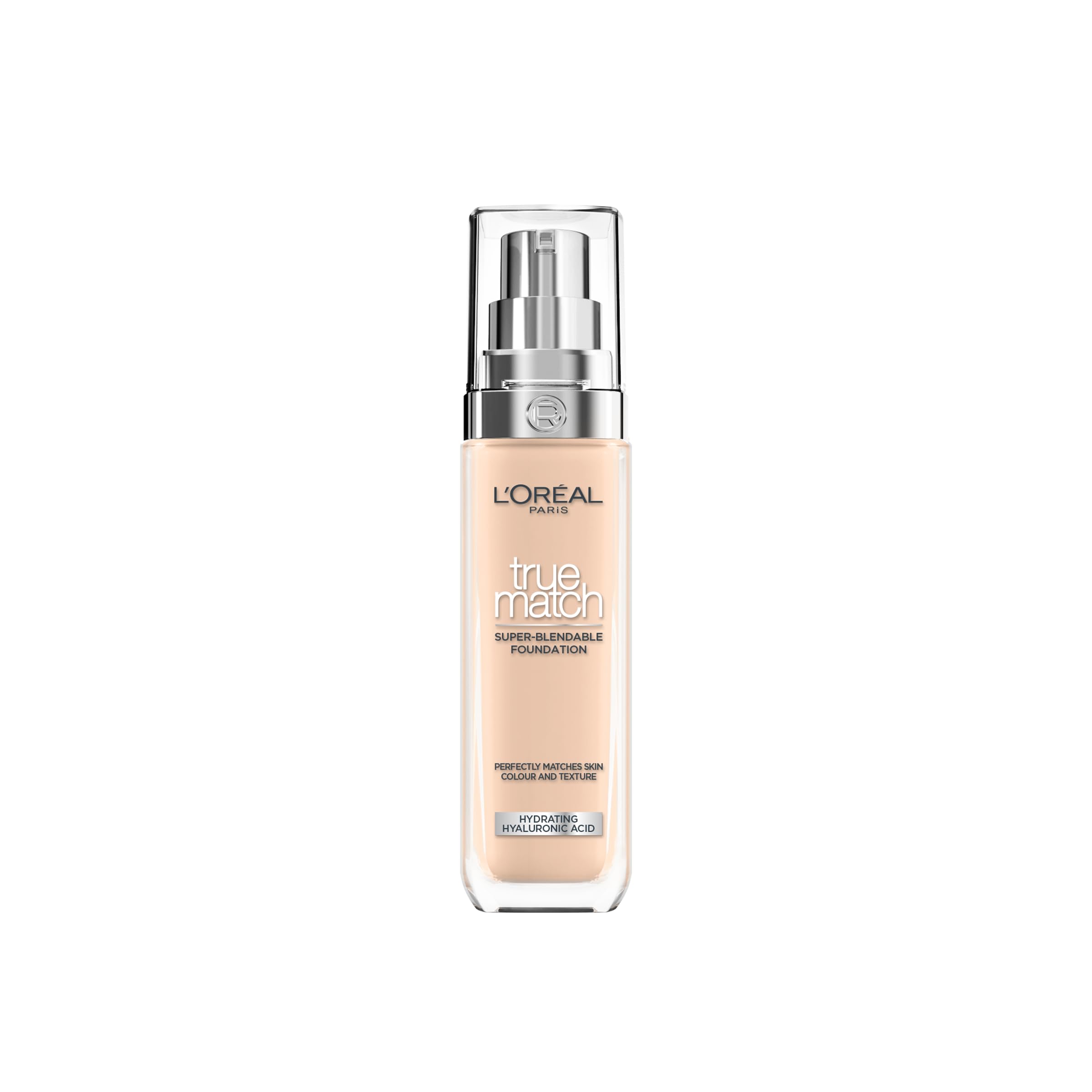 L'Oréal Paris Foundation for Face, Skincare Infused with Hyaluronic Acid, True Match Hydrating Liquid Foundation for All Skin Tones, SPF 16, 1N Ivory, 30 ml Halalzen