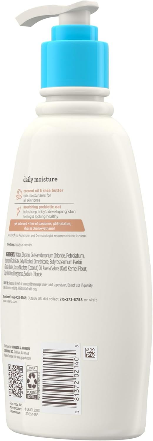 Aveeno Baby Daily Moisturizing Cream with Prebiotic Oat, Hypoallergenic Baby Lotion with Coconut Oil & Shea Butter Moisturizes Sensitive Skin for 24 Hours, Gentle Coconut Scent, 12 fl. oz Halalzen