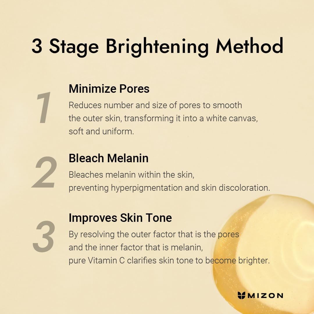 [MIZON] REAL VITAMIN C AMPOULE (30ml) Korean Skincare - Brightening Serum with Pure Vitamin C (19%) No water added - Tone Correction - Nourishing & Hydrating - Natural Ingredients