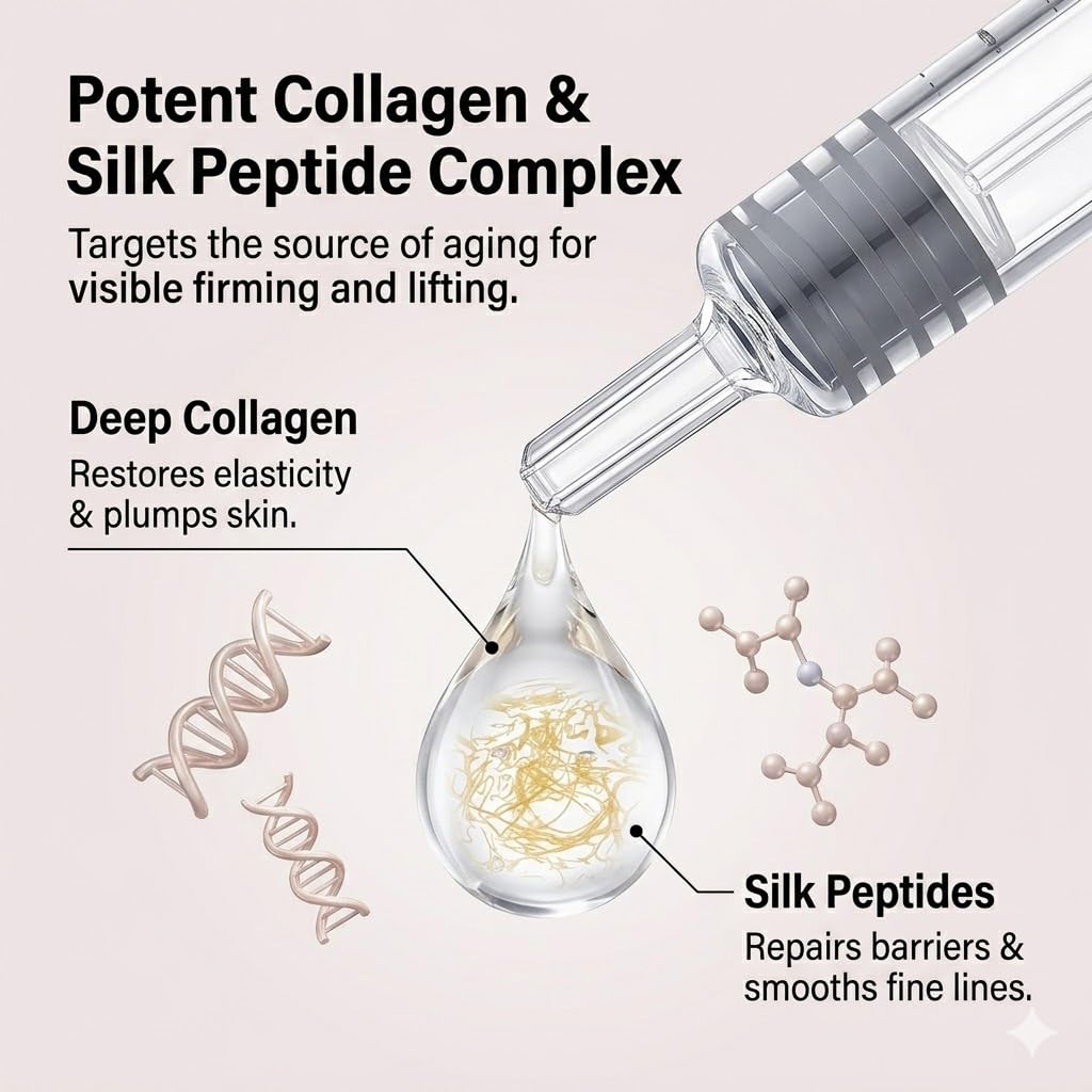Silk Peptide Intensive Lifting Ampoule | Anti-Aging Serum for Face with Collagen & Peptide Complex | Skin Tightening & Firming for Women | Korean Skincare | Facial Hydration & Brightening | 40ml
