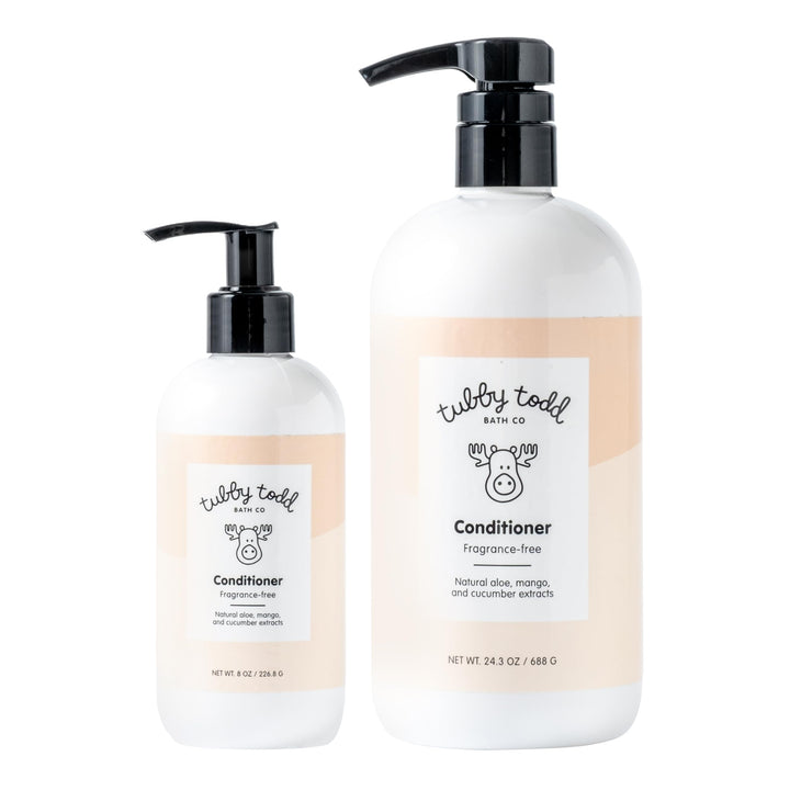 TUBBY TODD Hair Conditioner for Kids & Babies - Nourishing Frizz Control & Detangler - Lightweight, Sweet-Scented Formula - 2 Pack, 25 fl oz & 8 fl oz - Lemon Crème Halalzen