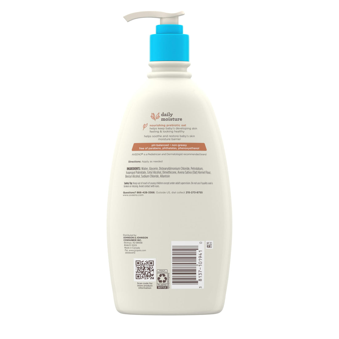 Aveeno Baby Daily Moisture Body Lotion for Sensitive Skin, Hypoallergenic Moisturizing Baby Lotion with Nourishing Oatmeal to Deeply Moisturize Baby's Skin, Fragrance-Free, 18 fl. oz Halalzen