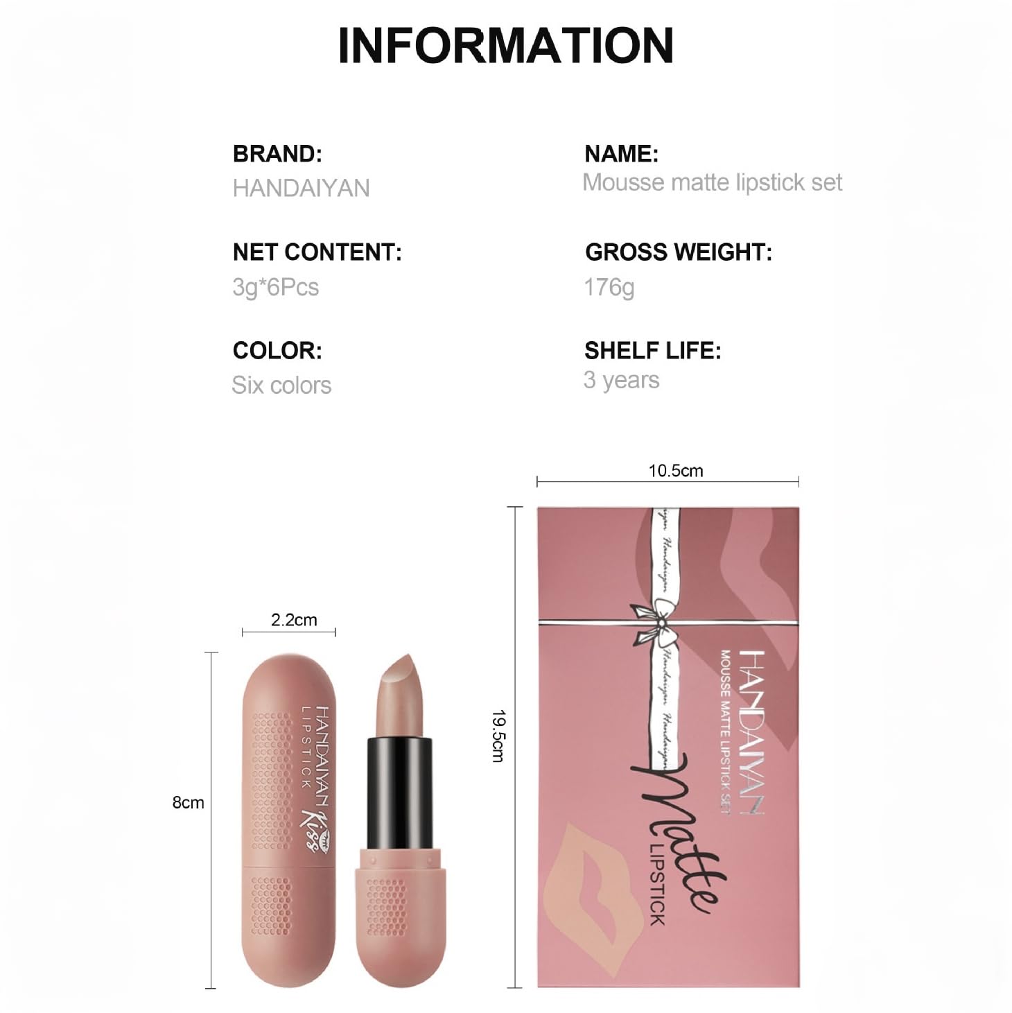 6Pcs Red Velvet Matte Lipstick Set, High Pigmented Long-Lasting Waterproof Lip Stick Lip, Sheer tint, Shine & Glowy Finish,Stain Makeup Gift Sets Halalzen