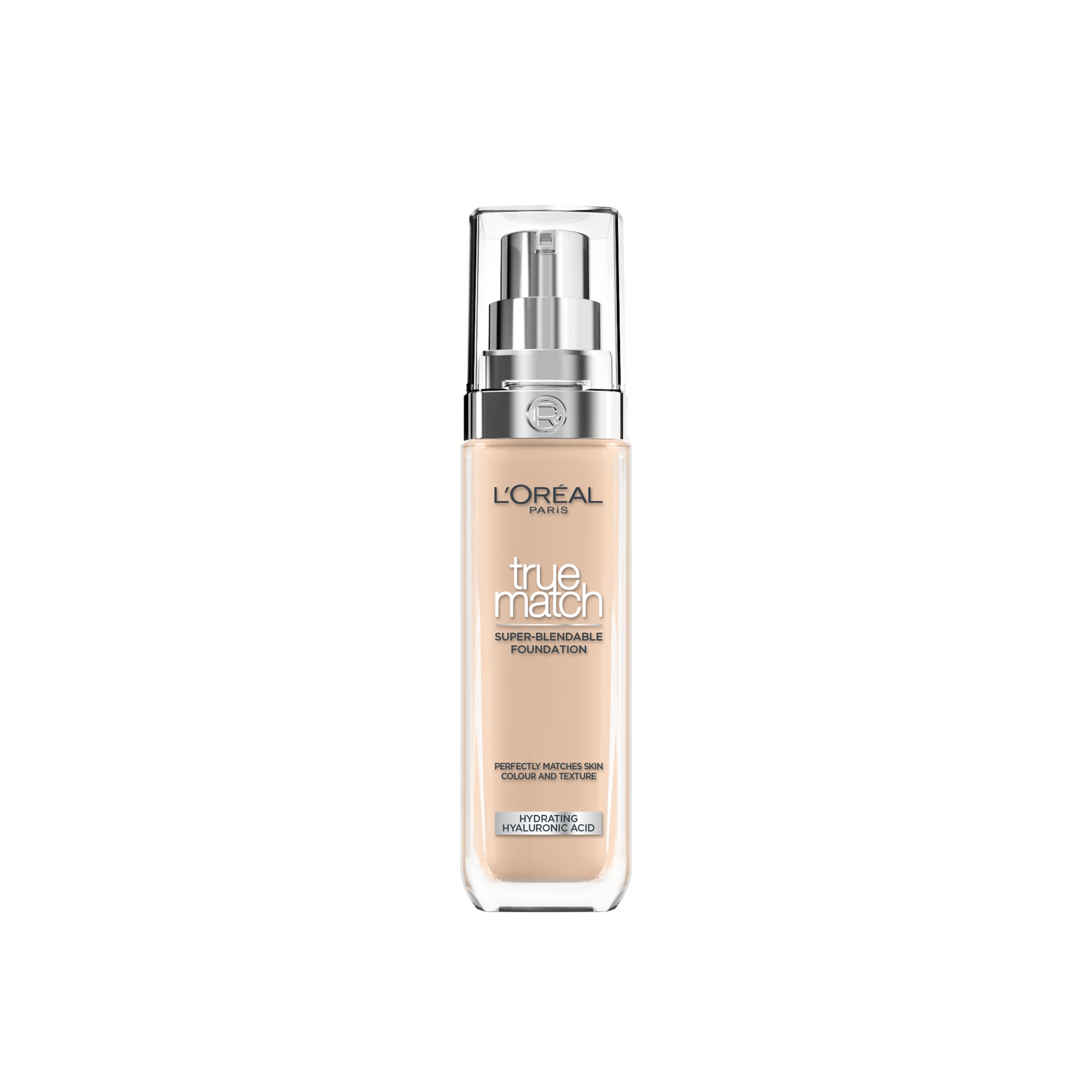 L'Oréal Paris Foundation for Face, Skincare Infused with Hyaluronic Acid, True Match Hydrating Liquid Foundation for All Skin Tones, SPF 16, 1N Ivory, 30 ml Halalzen