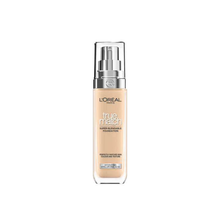 L'Oréal Paris Foundation for Face, Skincare Infused with Hyaluronic Acid, True Match Hydrating Liquid Foundation for All Skin Tones, SPF 16, 1N Ivory, 30 ml Halalzen