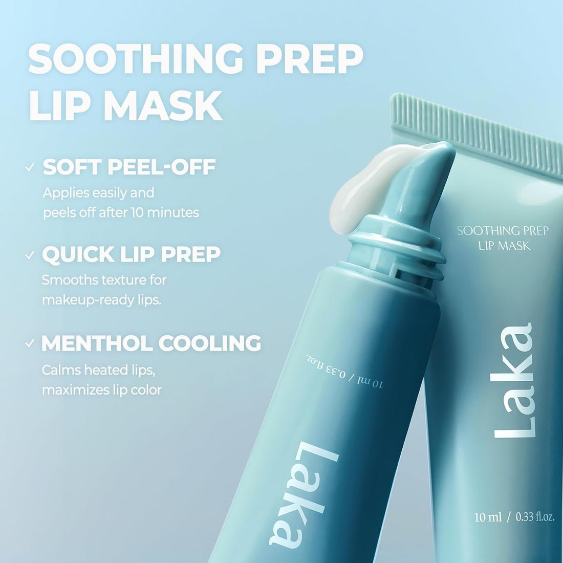 Laka Soothing Prep Lip Mask, Cooling Peel Off Korean Lip Mask, Gentle Exfoliator for Lips, Hygienic & Easy Application, Daily Lip Care, K-Beauty, 0.33 fl.oz Halalzen