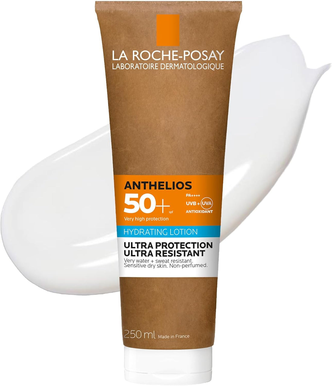 La Roche-Posay Anthelios Hydrating Body Lotion SPF50+, Broad-Spectrum Sunscreen, UVB and UVA Protection, Lightweight Non-Greasy Formula, Suitable for Sensitive Dry skin, 250ml