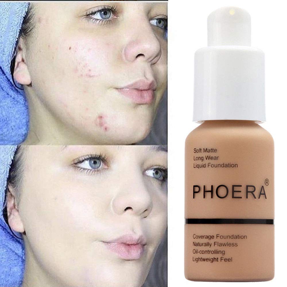 Glamza PHOERA Foundation Concealer Makeup Full Coverage Matte Brighten Long Lasting UK (104 BUFF BEIGE) Halalzen