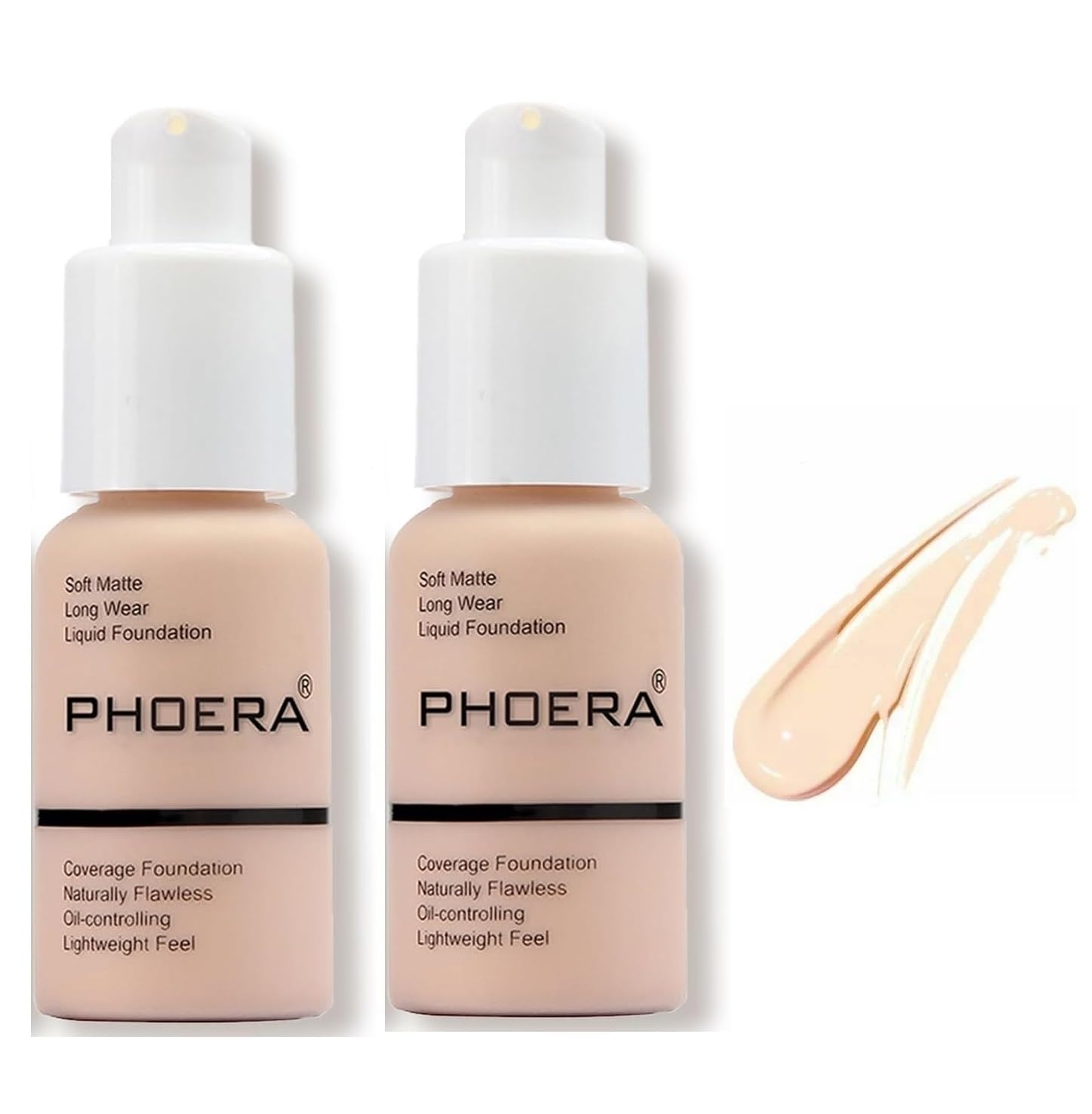 Aquapurity Phoera® Full Coverage Foundation Soft Matte Oil Control Concealer 30ml Long Lasting Flawless Cream Smooth (102 NUDE) Halalzen