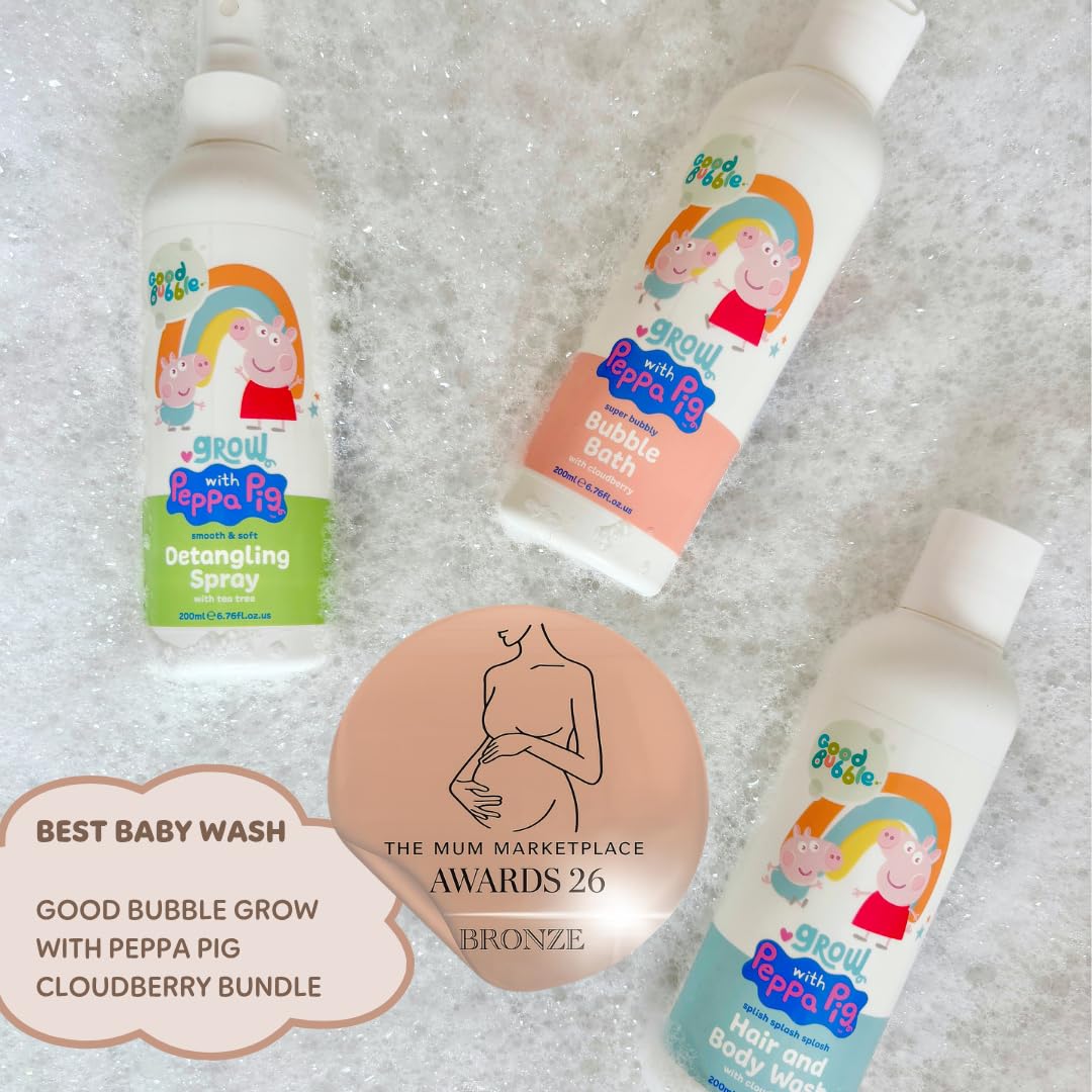 Good Bubble Peppa Pig Cloudberry Hair & Body Wash (200ml) Gentle 2-in-1 Sulphate-Free Shampoo and Wash for Kids - Hypoallergenic and Kind to Skin