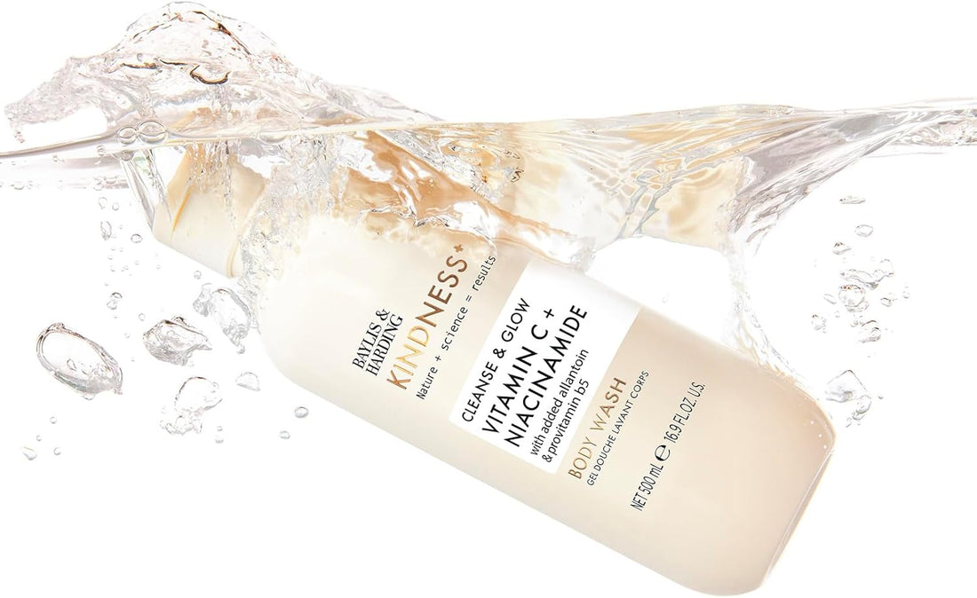 Baylis & Harding Kindness + Vitamin C & Niacinamide, Orange & Mango Fragrance, 500 ml Cleanse & Glow Body Wash (Pack of 3) - Vegan Friendly