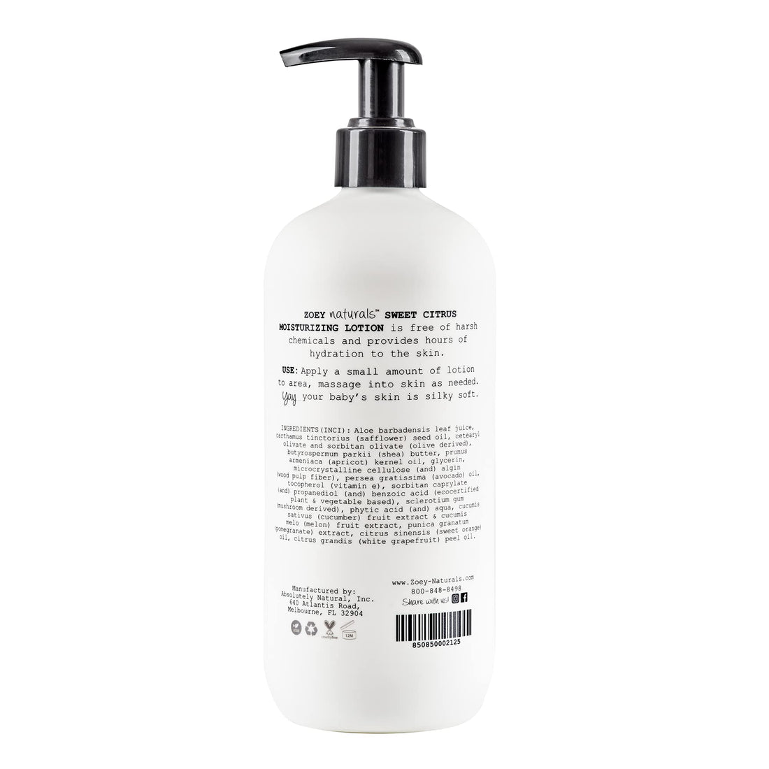 Zoey Naturals Sweet Citrus Baby Lotion - Enriched with Shea, Apricot Oil, Aloe & Avocado - Soothes & Moisturizes with Orange & Pomegranate - Gentle for Eczema Skin, Made in USA Halalzen