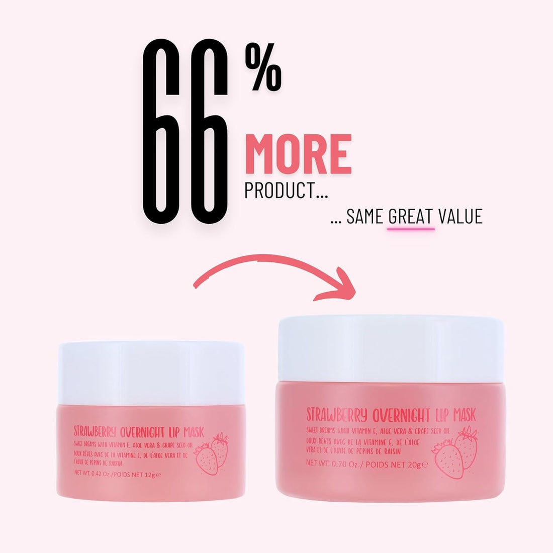 W7 Super Sweet Dreams Overnight Strawberry Lip Mask - Vitamin E, Aloe Vera and Grape Seed Oil - For Hydrated, Full Looking & Irresistible Lips - 20ml Halalzen