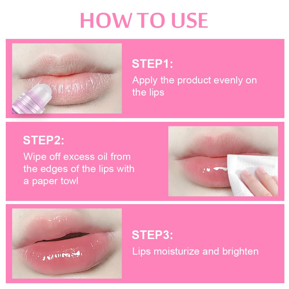 AOOWU 6 Pcs Hydrating Lip Oil Set, Fruit-Flavored Plumping Lip Oil, Long Lasting Lip Glow Balm Lip Care, Transparent Moisturizing No-Sticky Lip Gloss(Peaches,Orange,Avocado,Strawberry,Grape,Cherry)8ML