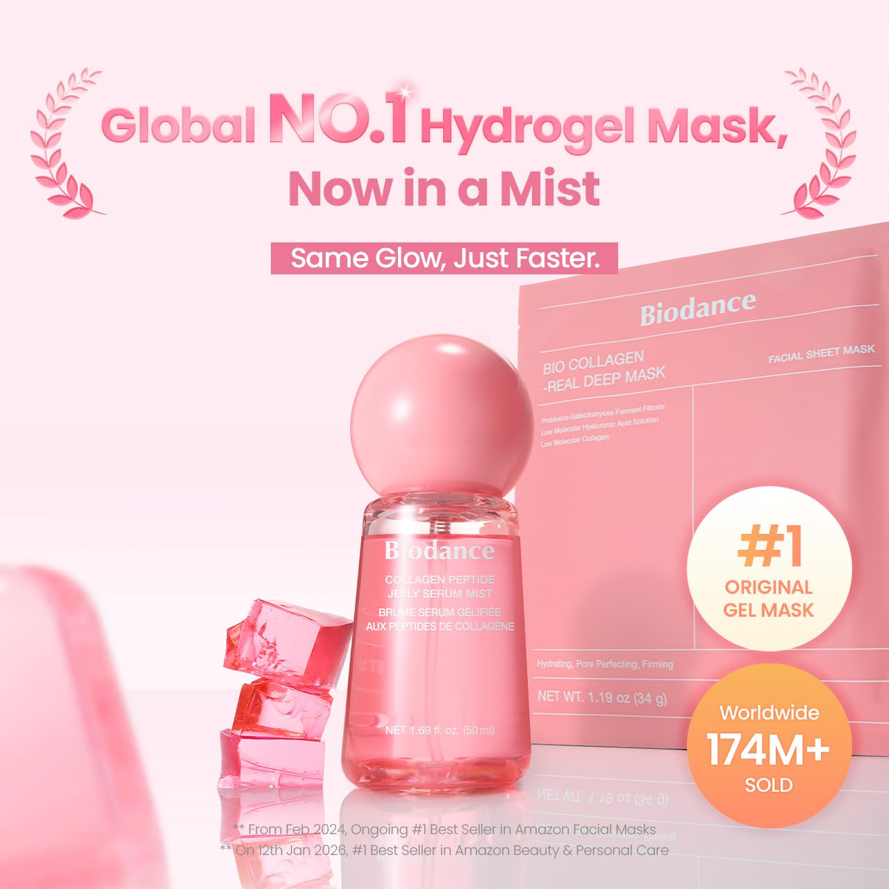 BIODANCE Collagen Peptides Jelly Serum Mist, Hydrating Face Mist, Plumping, Anti-Aging Face Spray, Sprayable Hydrogel, Travel Essentials & Self Care Gifts for Women, Korean Skin Care | 1.69 fl.oz Halalzen