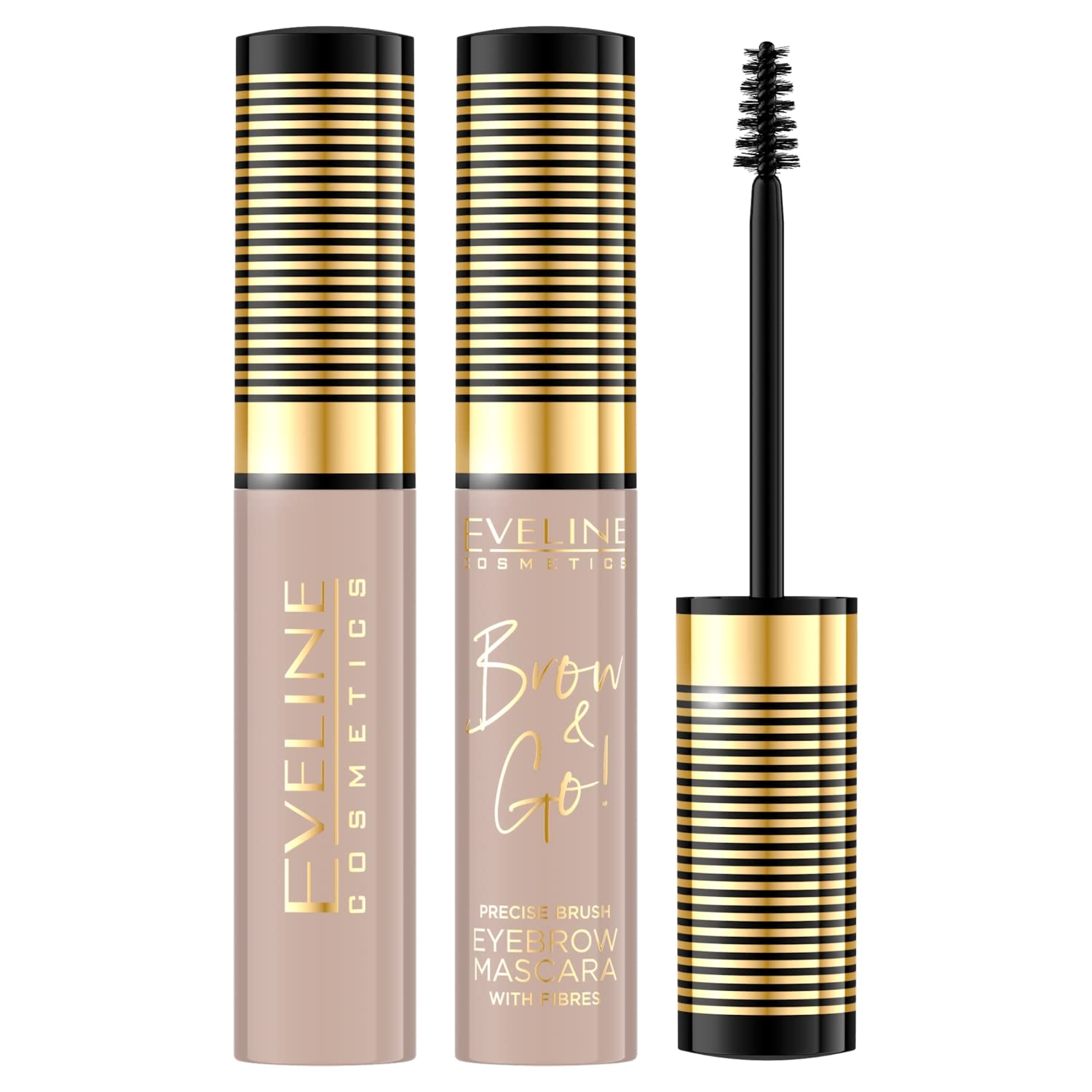 Eveline Cosmetics Brow & go! BROW&GO Eyebrow Mascara No. 02 Dark - Precision Brow Definition, Volumizing Micro-Fibers, Long-Lasting Formula, 10 ML