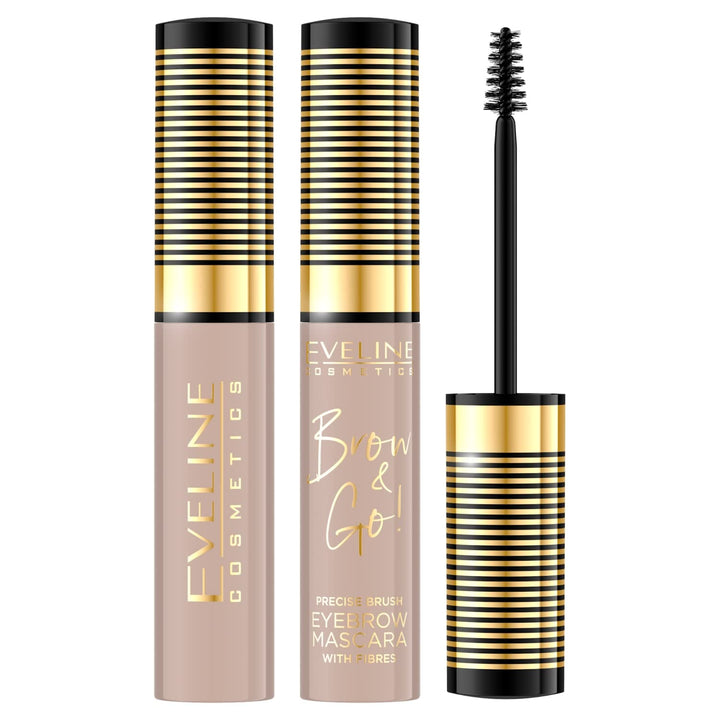 Eveline Cosmetics Brow & go! BROW&GO Eyebrow Mascara No. 02 Dark - Precision Brow Definition, Volumizing Micro-Fibers, Long-Lasting Formula, 10 ML Halalzen
